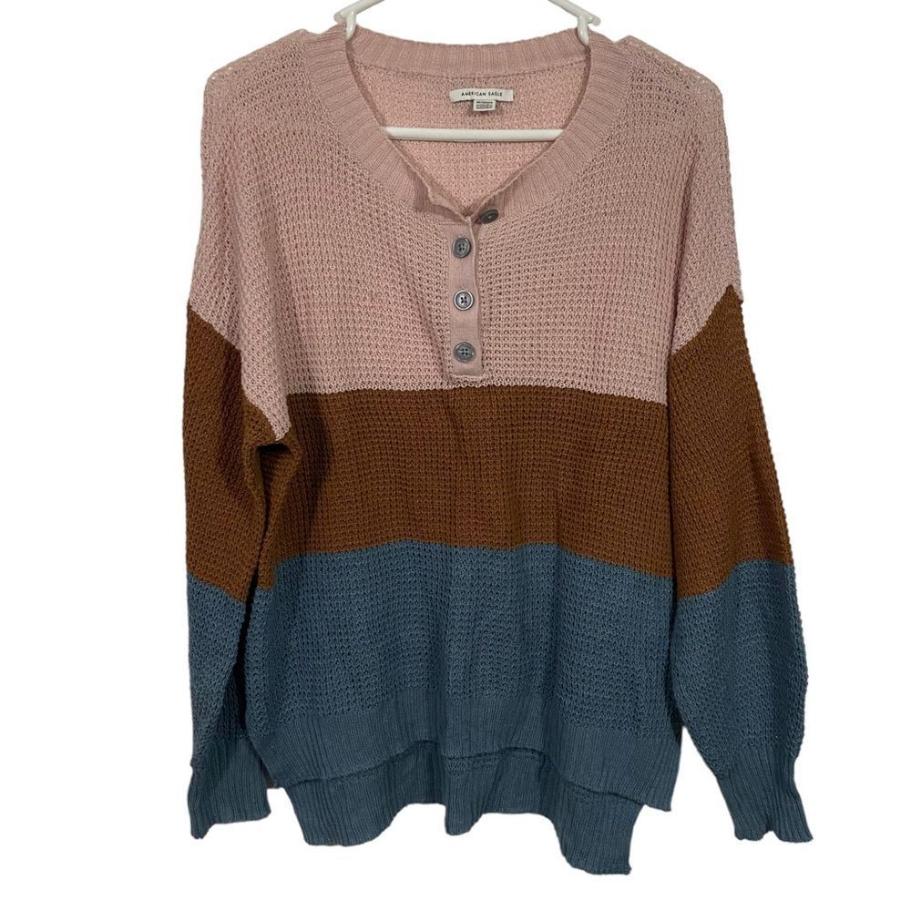 American Eagle Striped Oversized Knit Sweater